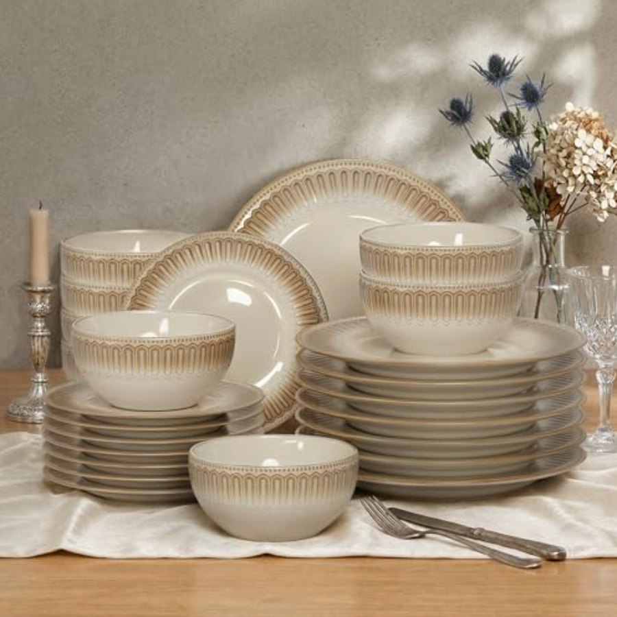 Kitchen Academy 24 Pieces Stoneware Dinnerware Sets for 8