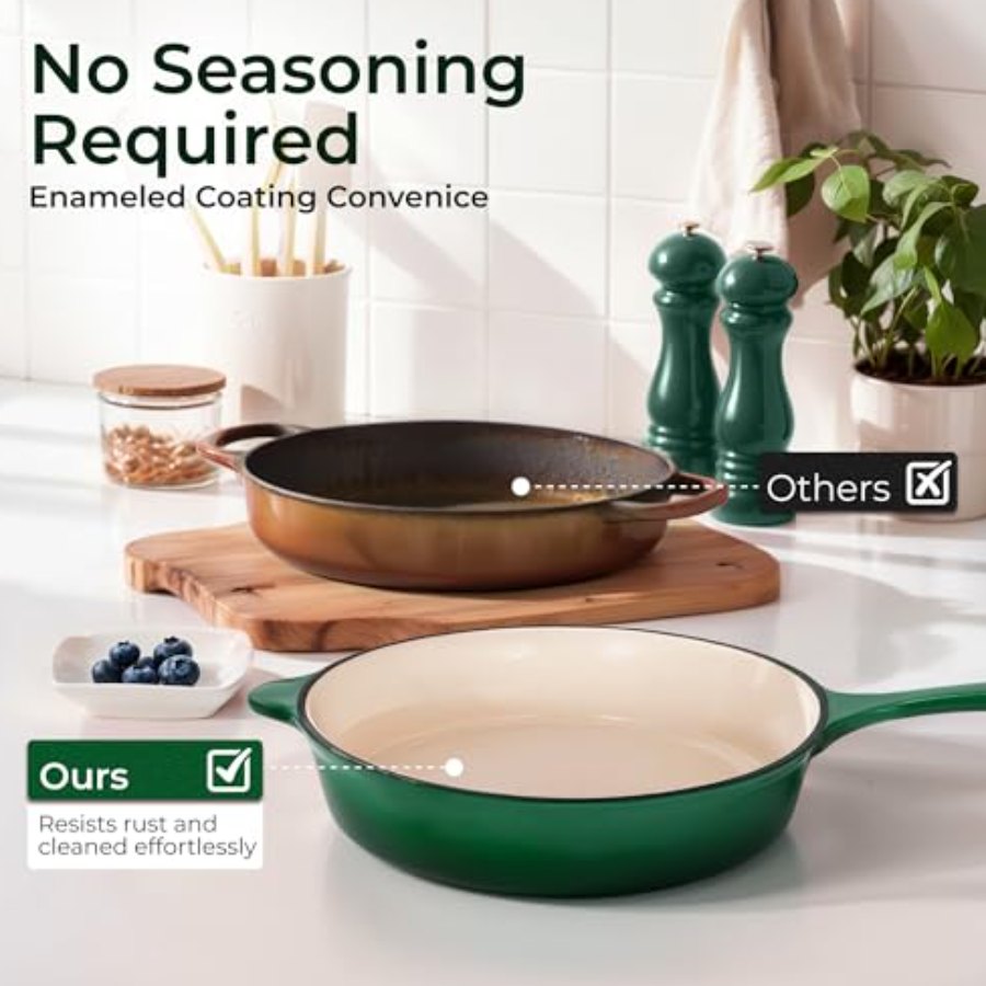 Kitchen Academy 7Pcs Enameled Cast Iron Cookware Sets