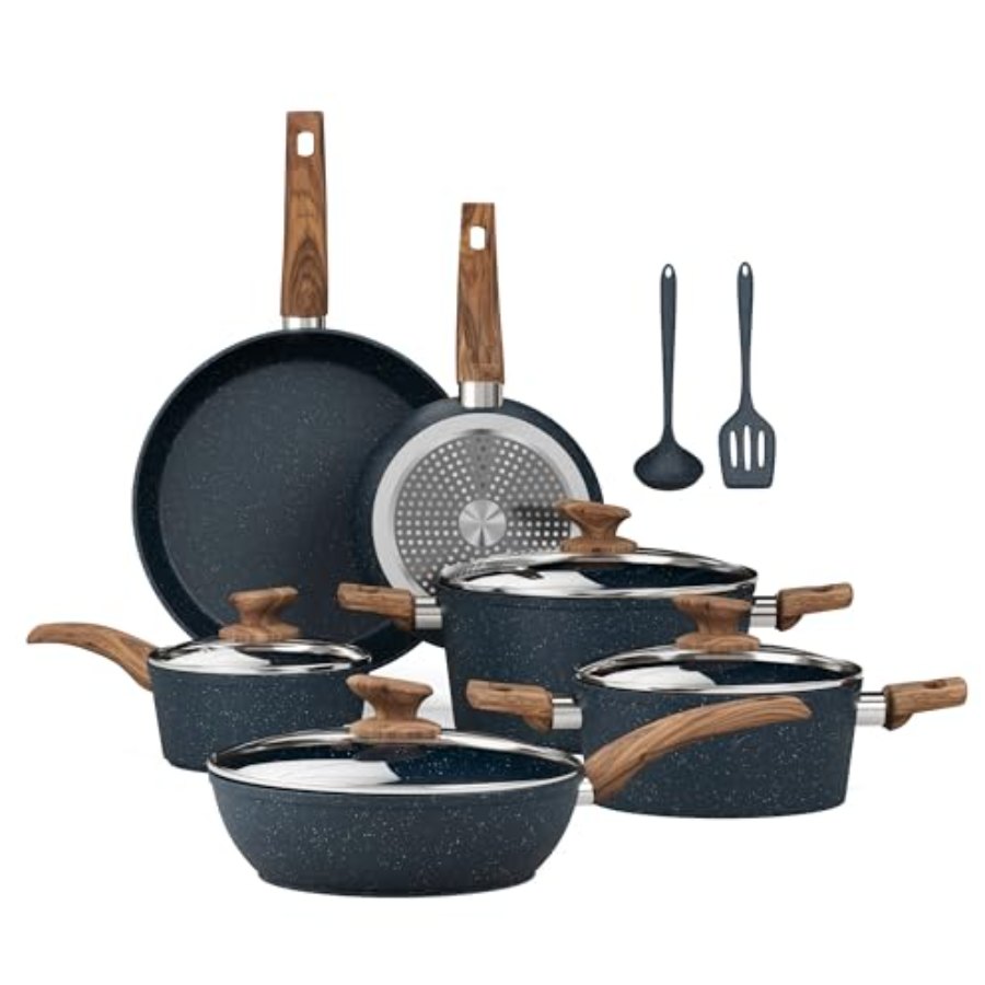 Kitchen Academy Blue Pots and Pans Set Non Stick