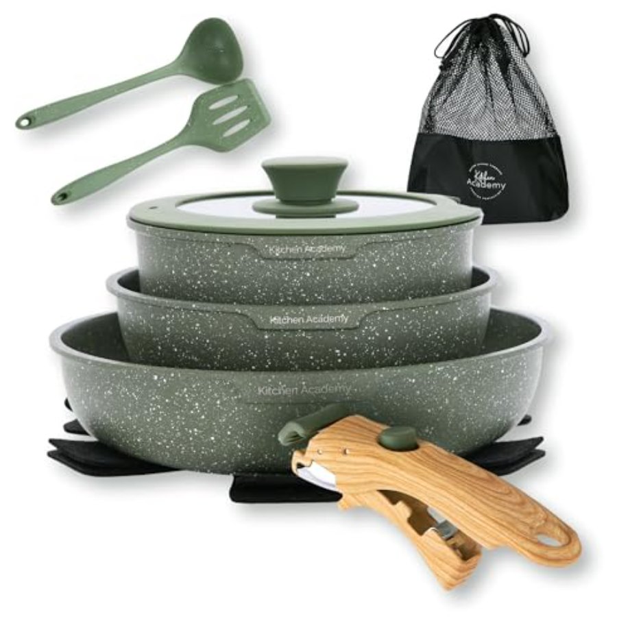 Kitchen Academy Removable Handle Pots and Pans Set